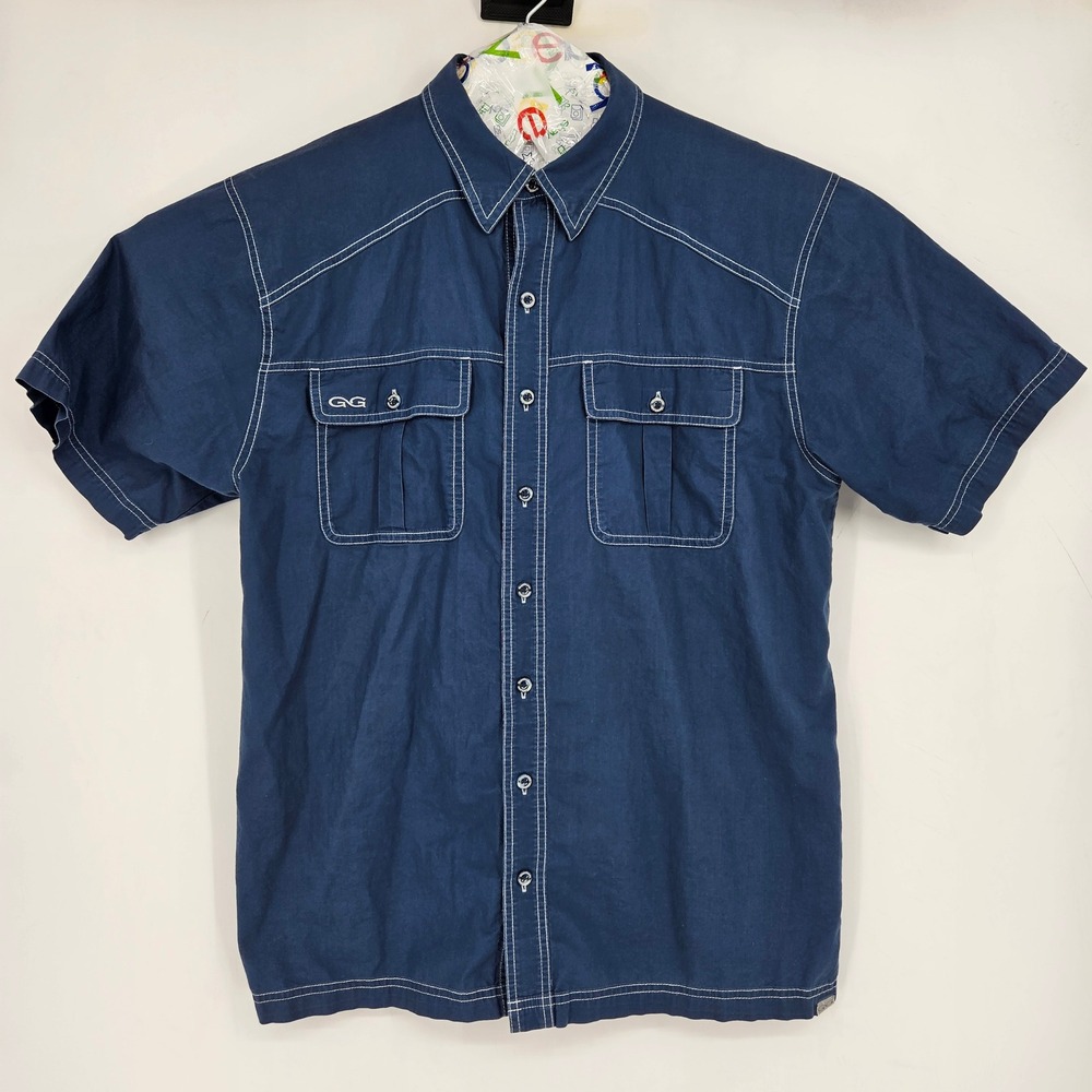 GameGuard Shirt Mens Large Blue Vented Fishing Short Sleeve Outdoors Casual
